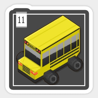 11 - Pixel Cars - Little school bus Sticker